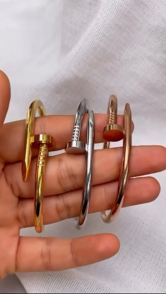 Gold plated, Silver plated and rose Gold plated Nail Bracelet